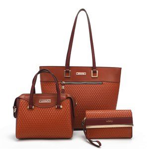 Nikky Agatha Shopper Bag 3-Piece Set NK12312 Brown